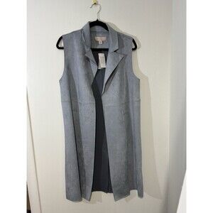 Philosophy Republic Clothing Gray Collared Sleeveless Long Vest S/P Petites